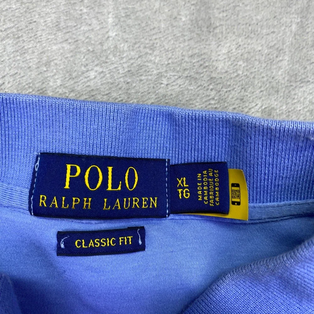 Ralph Lauren Polo Shirt Classic Fit Periwinkle‎ Blue Mens XL Flesh Pony Golf